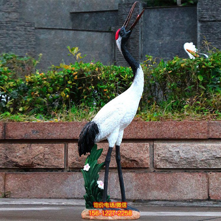 玻璃鋼仿真動物景觀仙鶴雕塑戶外園林擺件