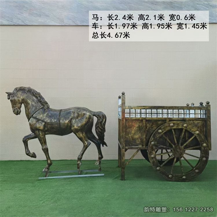 玻璃鋼馬車人物雕塑，大型馬車雕塑制作廠家